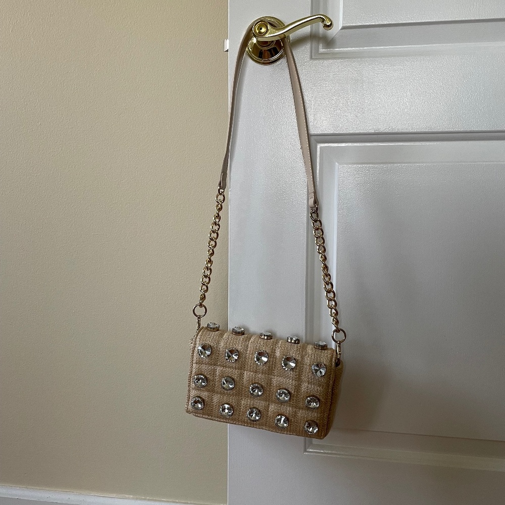 Zara Sparkly Quilted Crossbody Bag